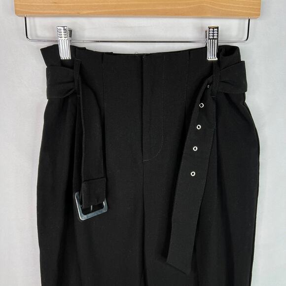 Vylette Black Belted Paper Bag Waist Dress Pants 1 - Picture 2 of 7